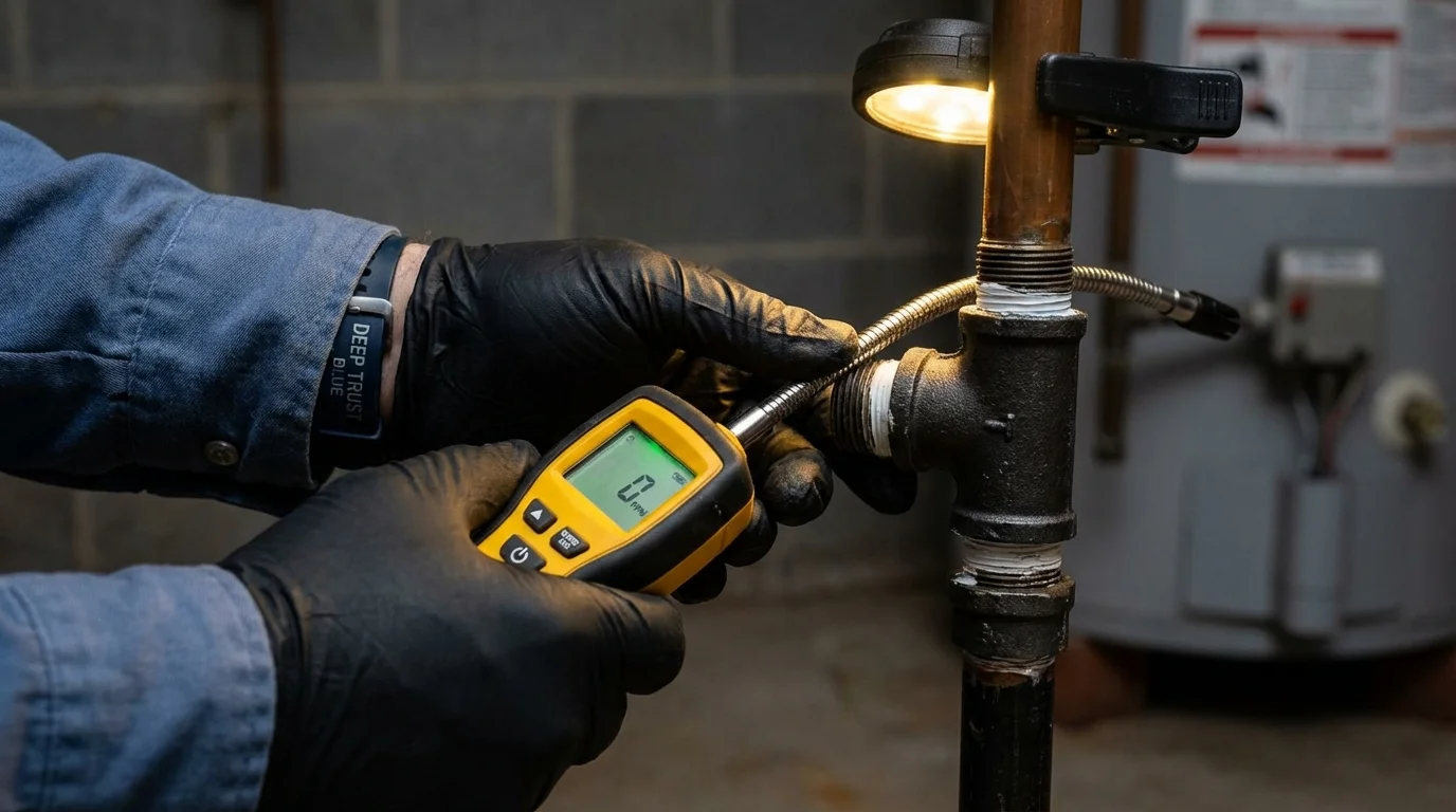 Gas leak detection with electronic sniffer by Johns Plumbing LLC in Lacey
