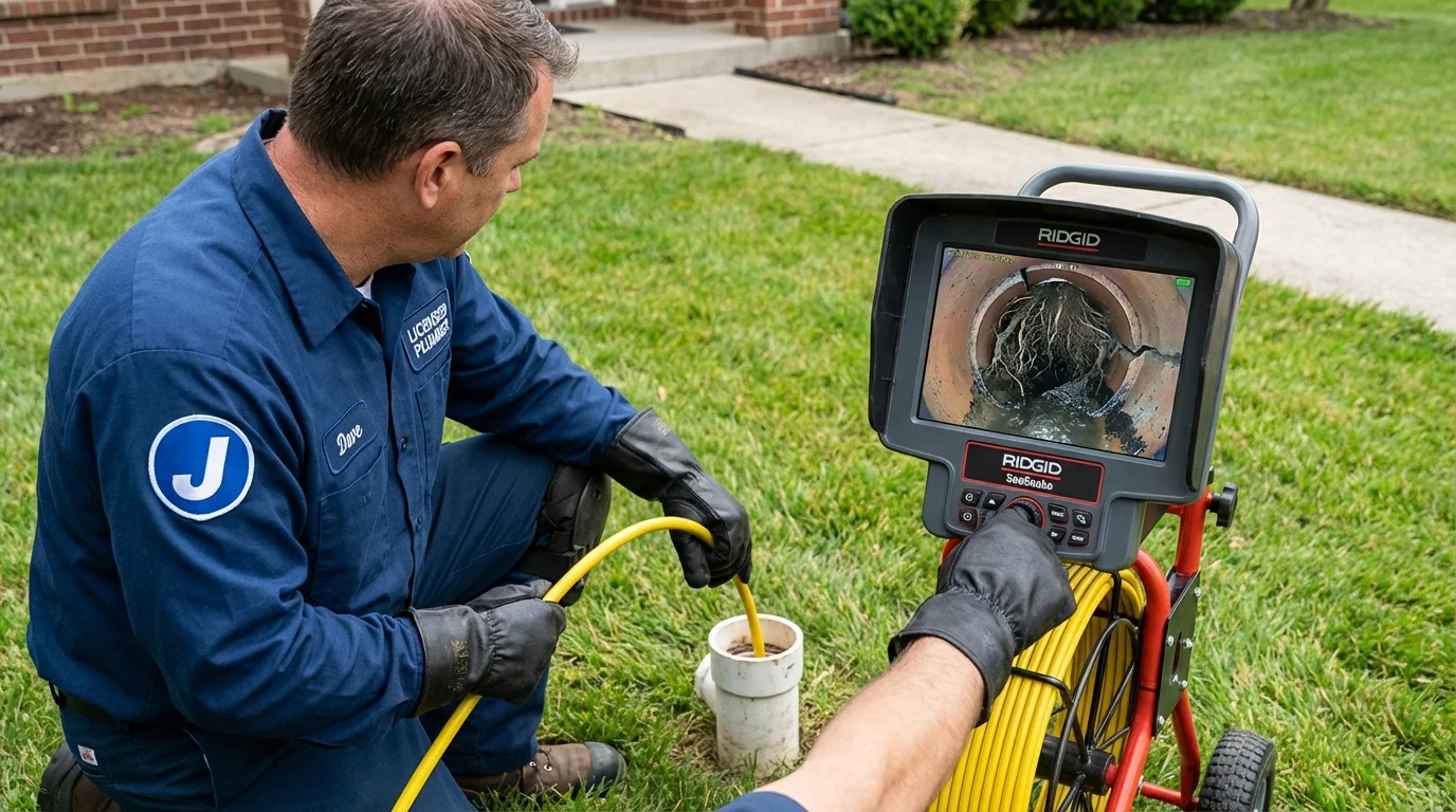 Sewer camera inspection being performed by Johns Plumbing LLC in Lacey